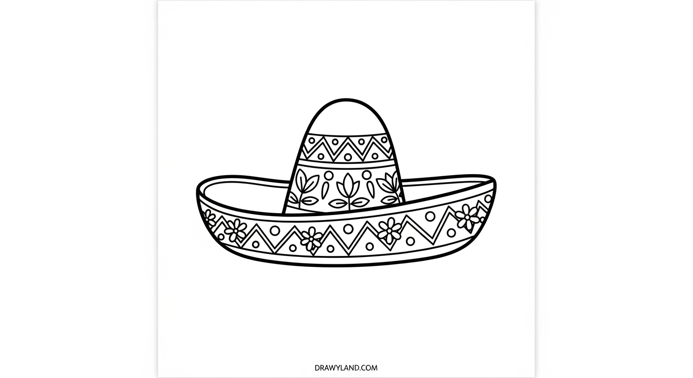 Free Printable 5 de Mayo Coloring Pages Easy Cinco de Mayo coloring pages with a guitar and sombrero