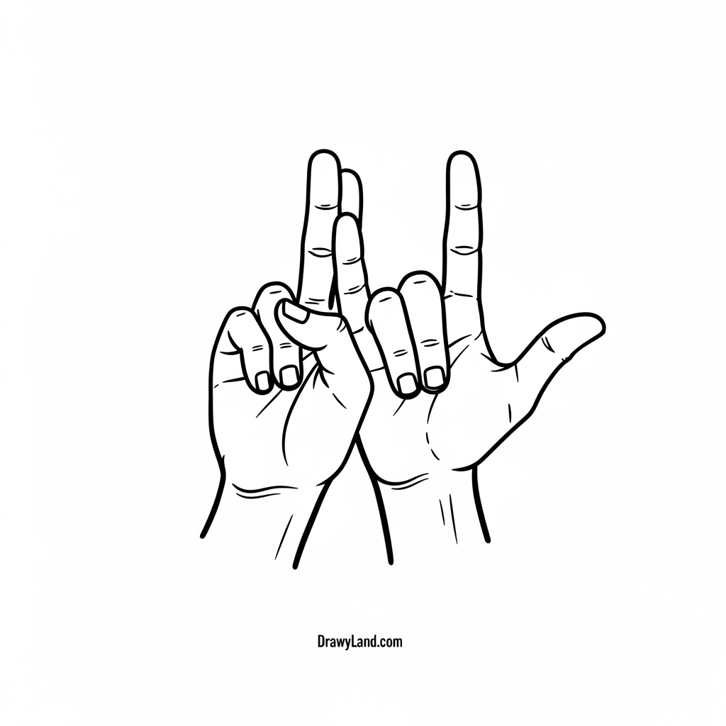 American sign language coloring pages showing the letter B