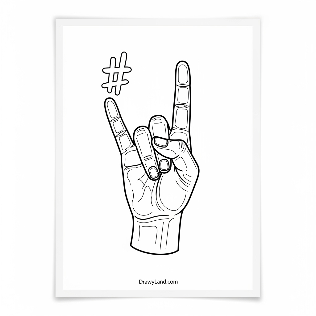 I love you in sign language coloring page for children