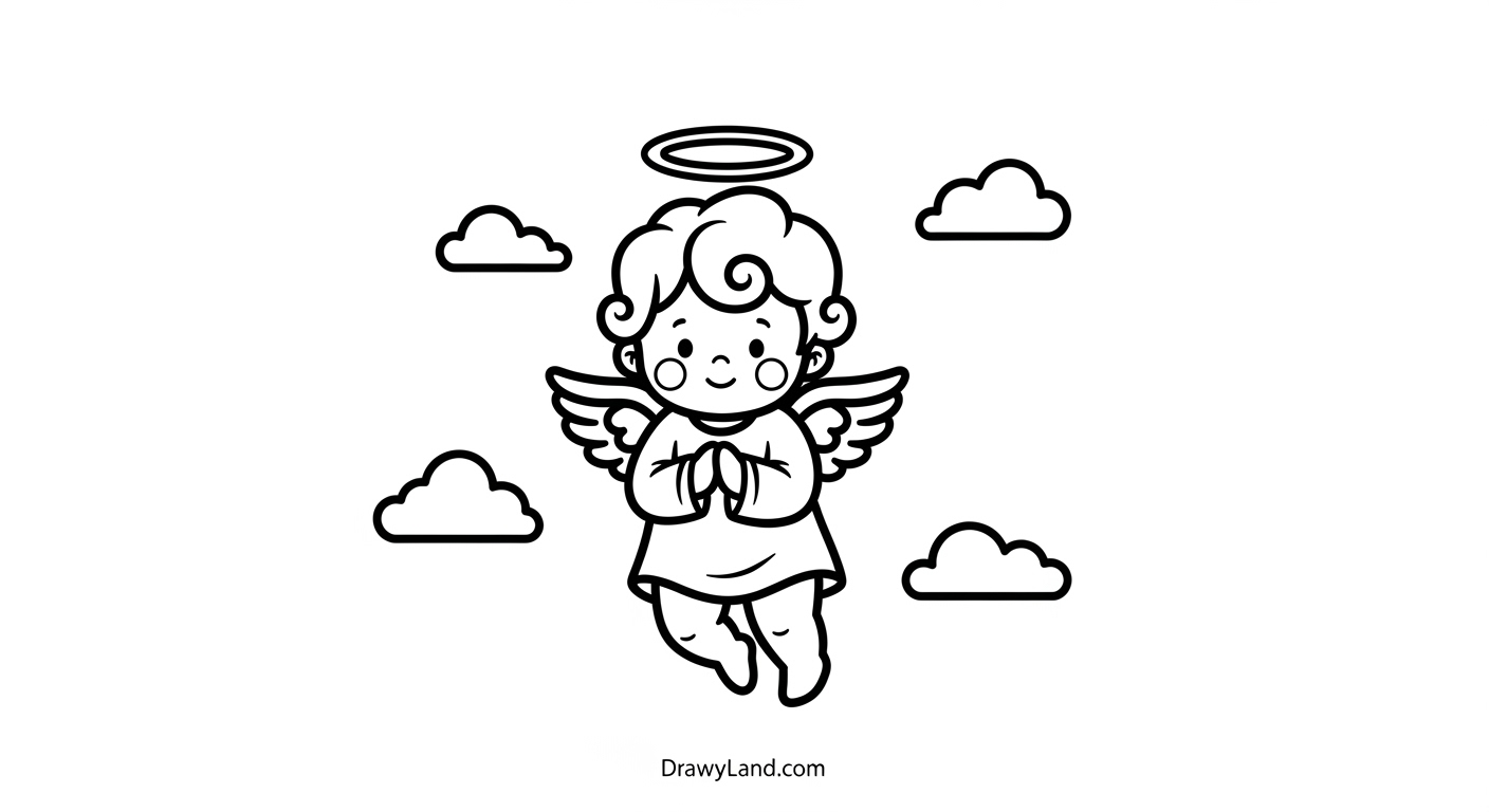 Free Printable Angel Coloring Pages cute baby angel coloring page for toddlers