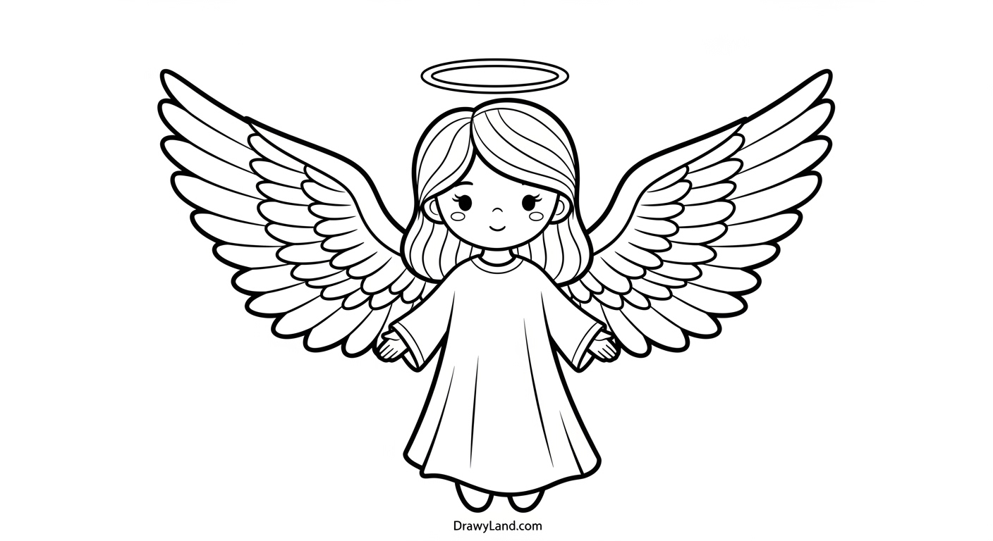 Free Printable Angel Coloring Pages simple angel coloring page with a halo