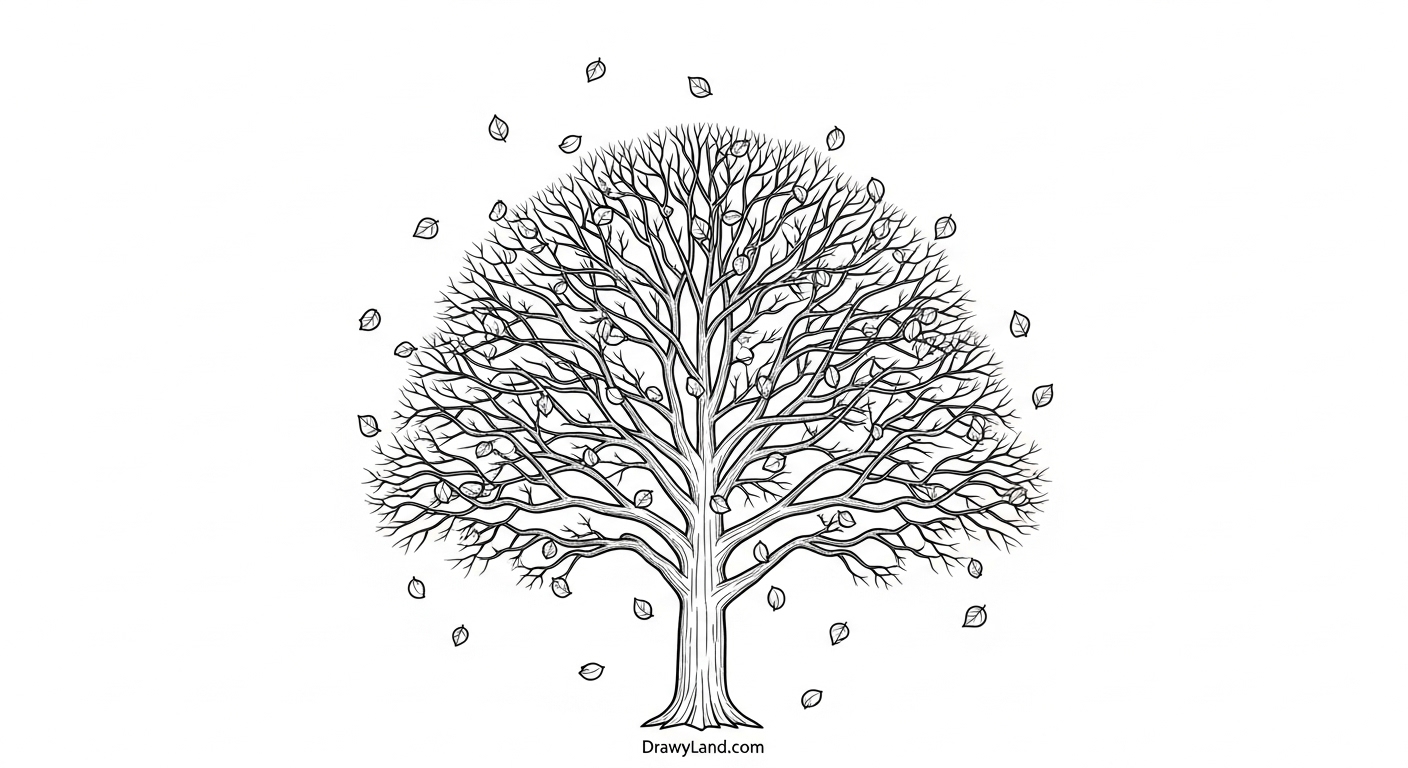 Free Printable Autumn Tree Coloring Pages An easy autumn tree coloring page designed for toddlers
