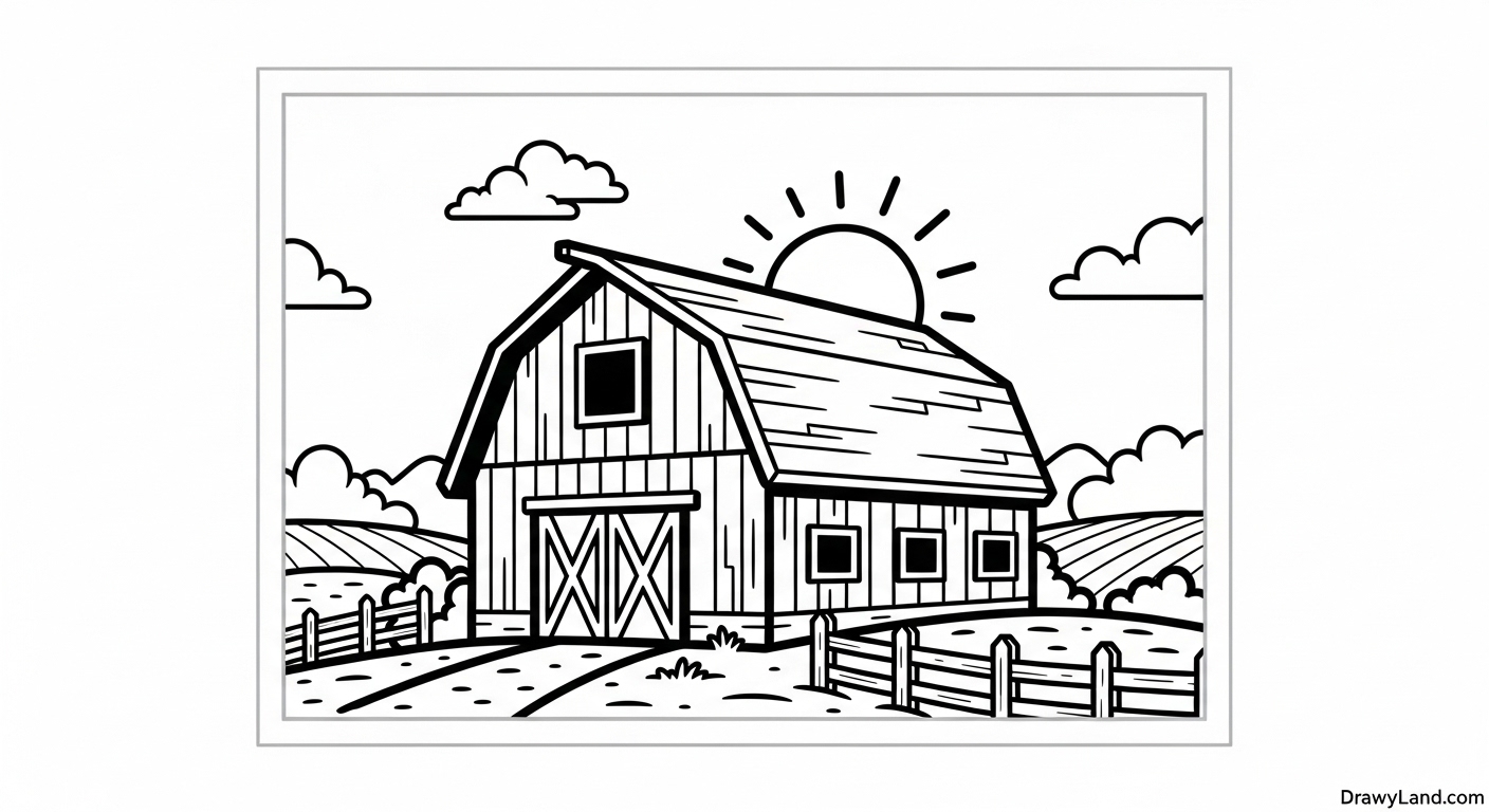 Free Printable Barn Coloring Pages for Kids barn coloring pages 7