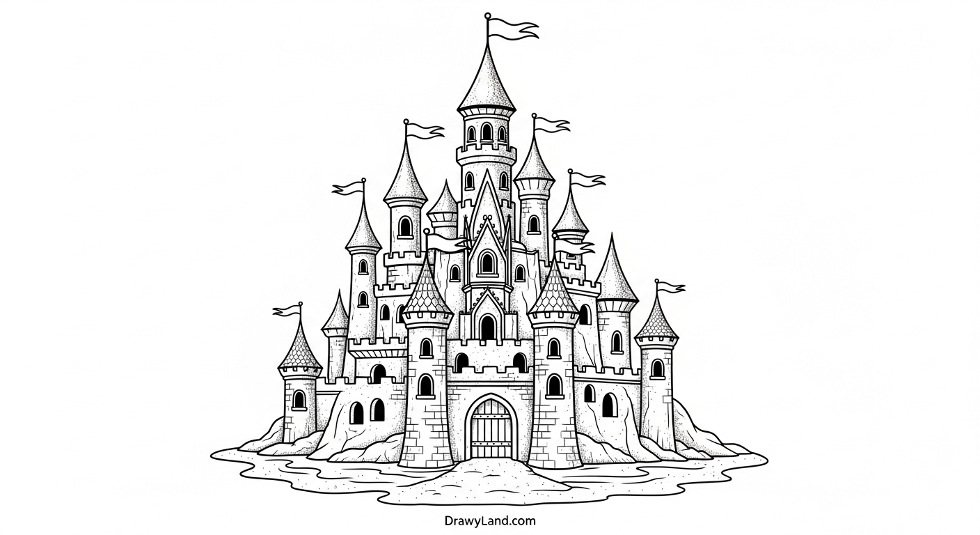 Free Printable Beach Coloring Pages for Kids printable beach adult coloring pages with a sandcastle