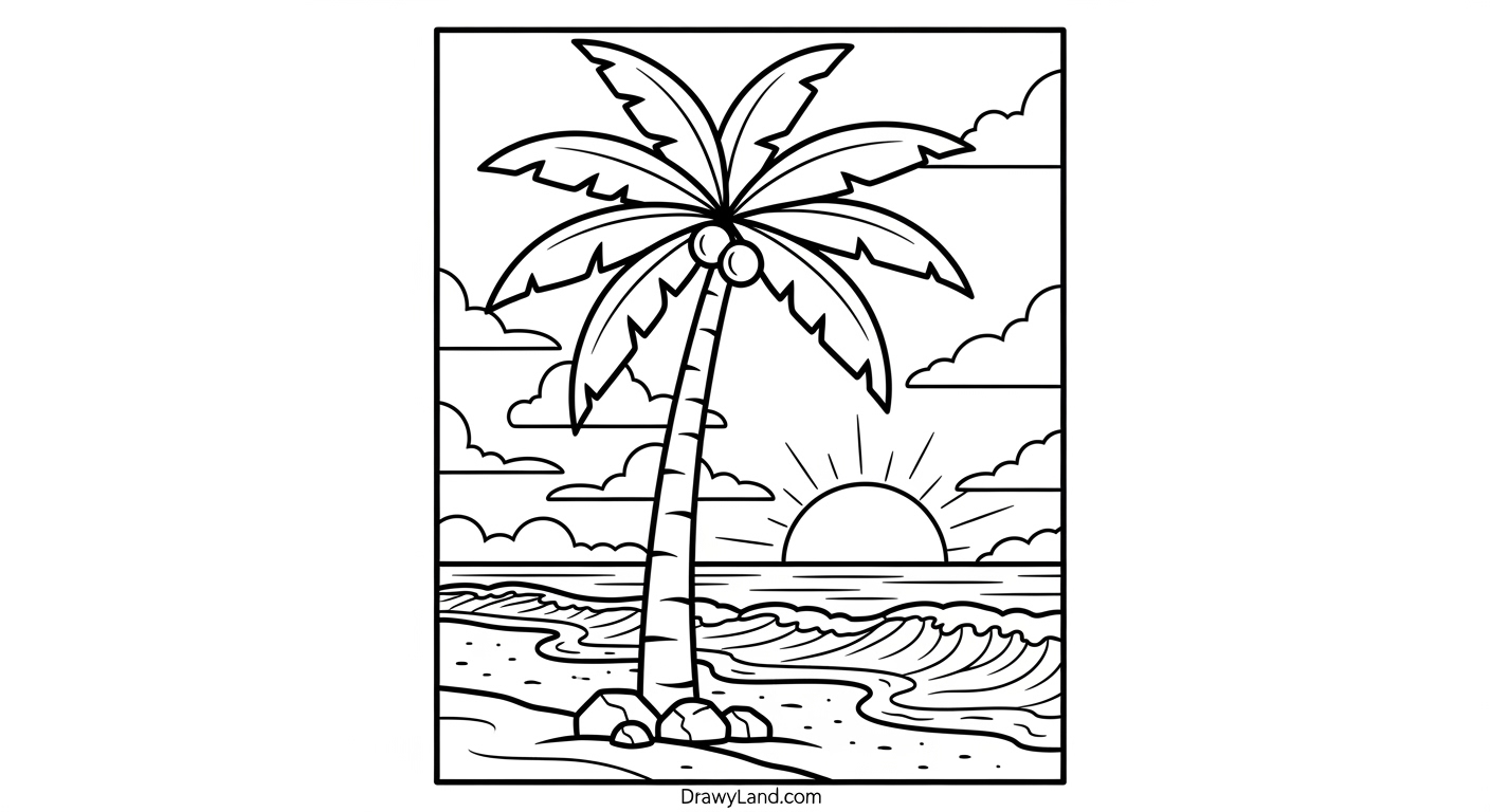 Free Printable Beaches Coloring Pages Ocean waves and shoreline coloring page for kids