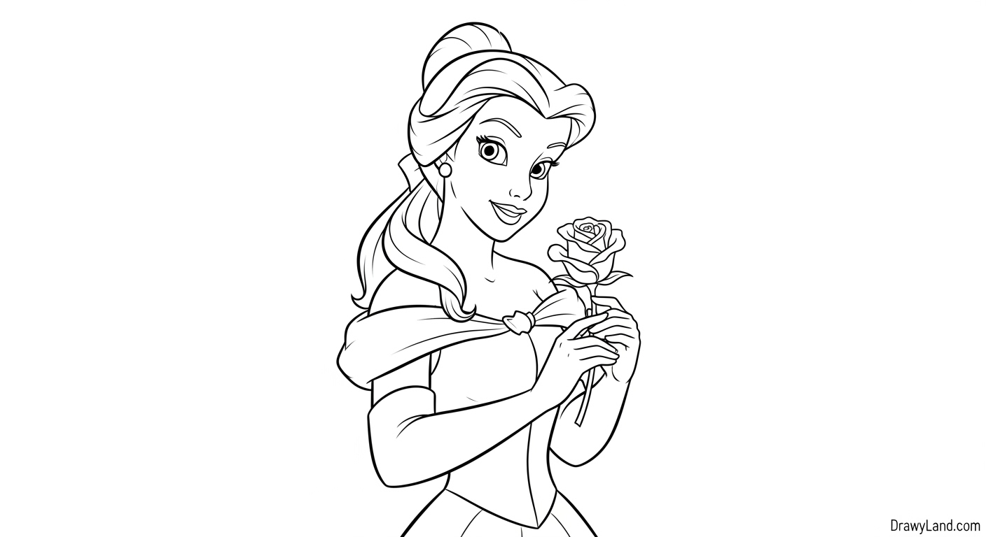 Free Printable Princess Belle Coloring Pages Easy Belle coloring pages for preschoolers