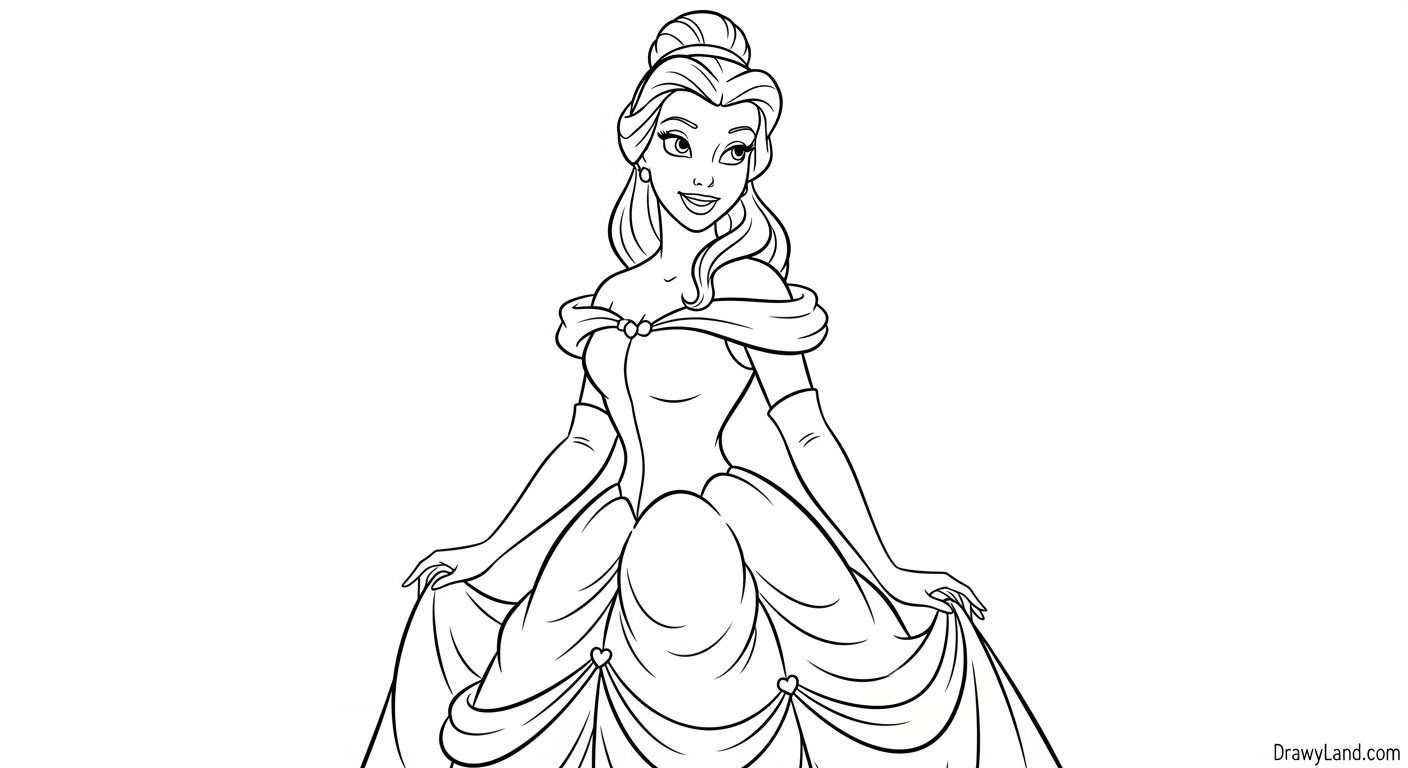 Free Printable Princess Belle Coloring Pages Printable Princess Belle color pages for kids