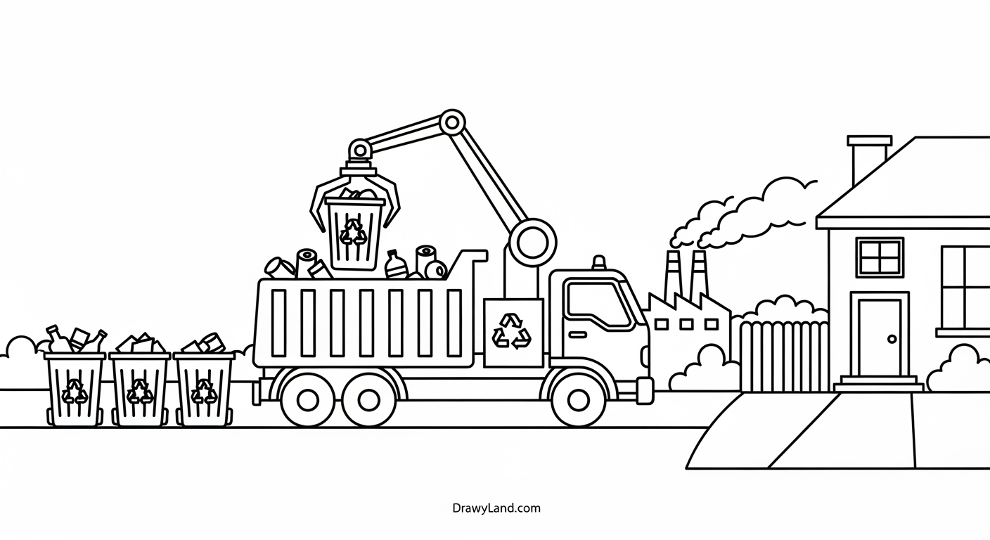 Free Printable Bin Lorry Coloring Pages A simple garbage truck coloring page for preschoolers