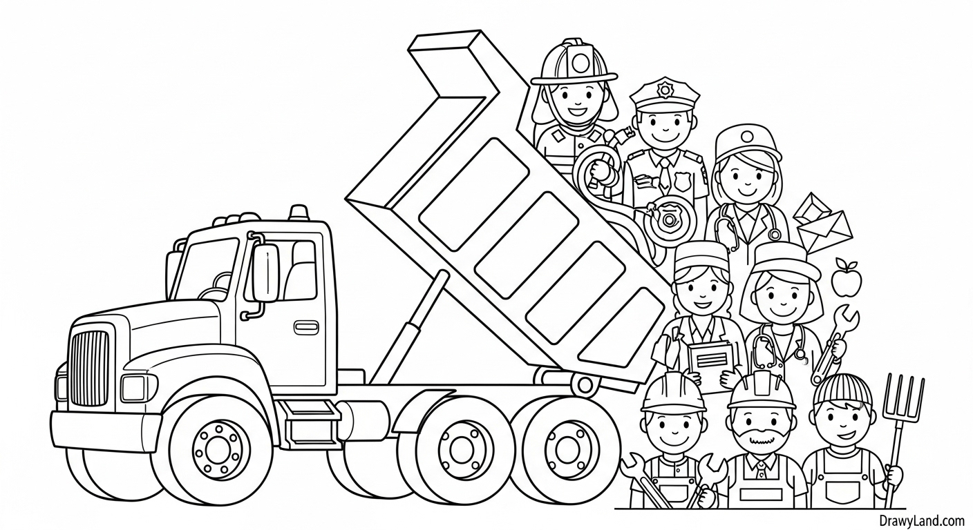 Free Printable Bin Lorry Coloring Pages A cute and simple sanitation truck coloring printable for kids