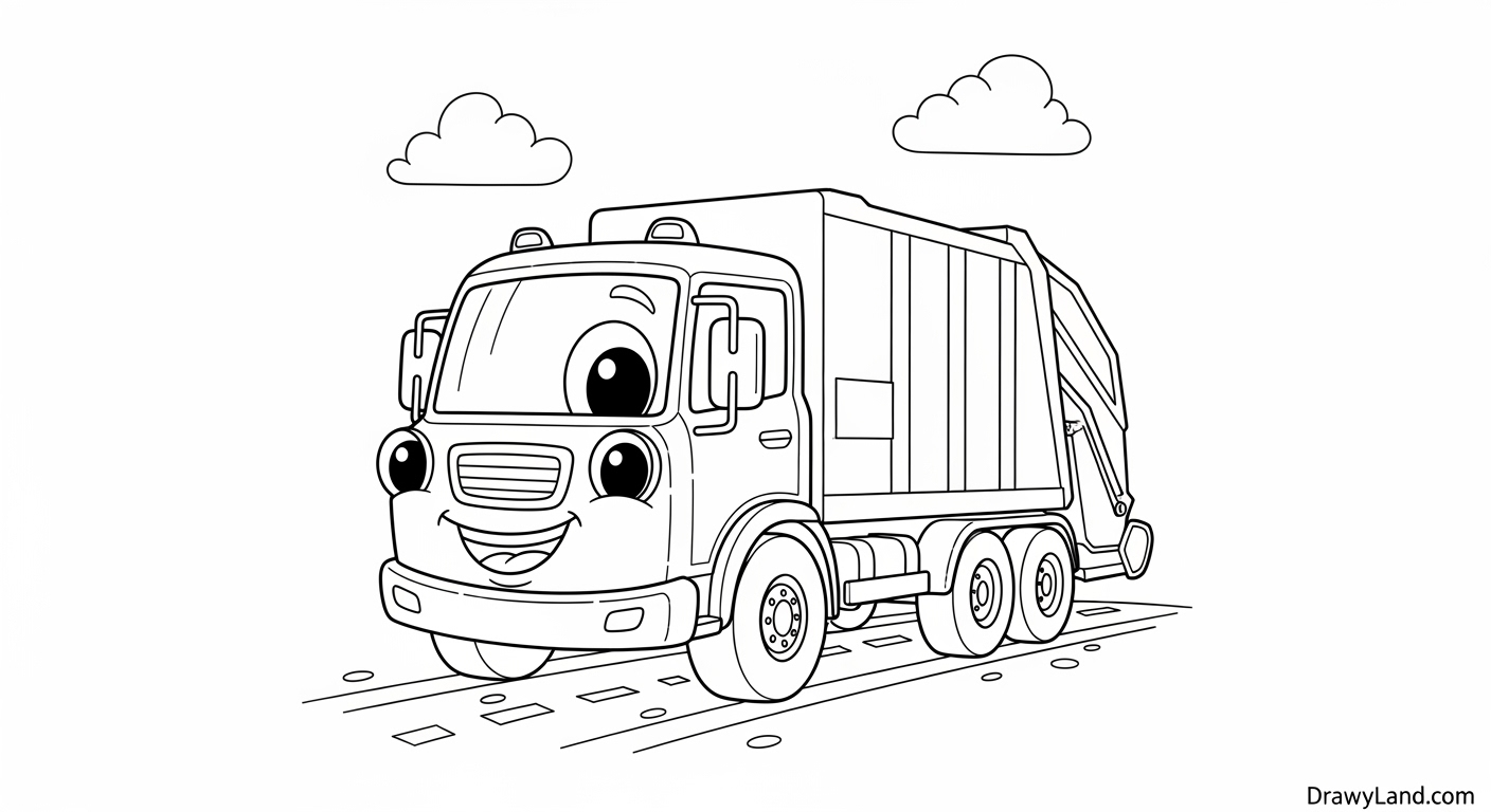 Free Printable Bin Lorry Coloring Pages A detailed and realistic garbage truck coloring page pdf