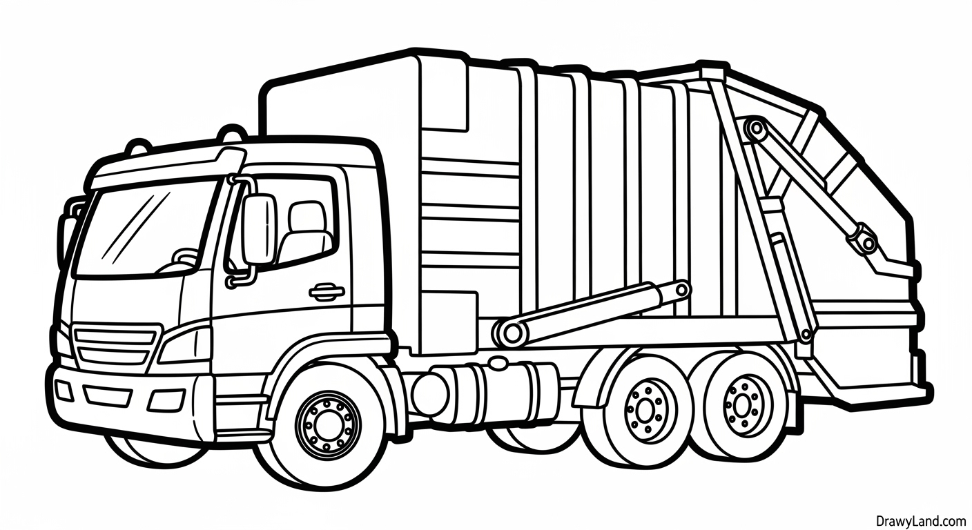 Free Printable Bin Lorry Coloring Pages A sanitation worker and their bin lorry coloring sheet
