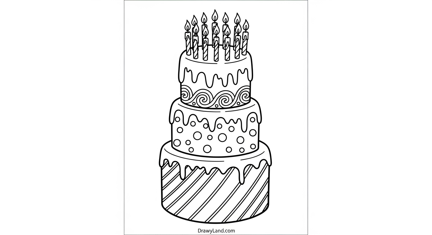 Free Printable Birthday Cake Color Sheet for Kids A simple birthday cake color sheet with three candles for toddlers