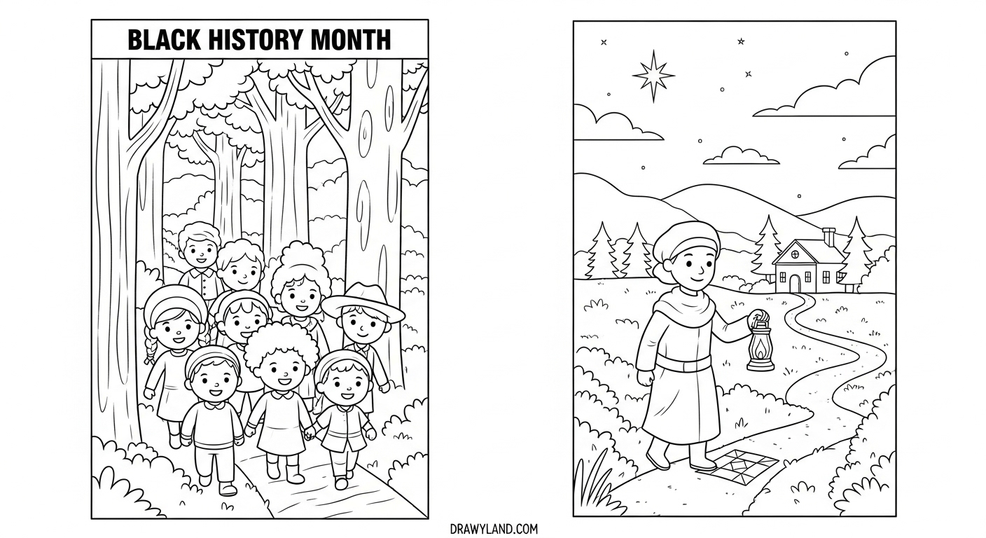 Free Printable Black History Month Coloring Pages black history pictures to color of Harriet Tubman