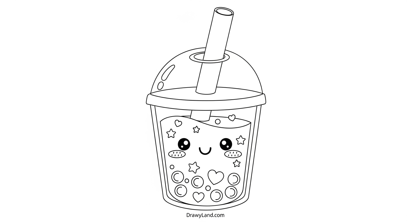 Free Printable Boba Coloring Pages for Kids simple milk tea coloring page for preschool