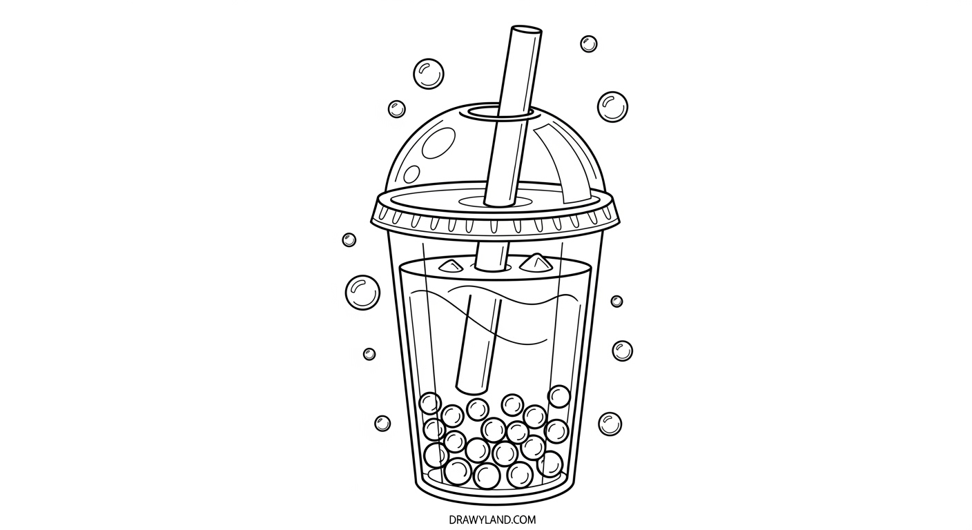 Free Printable Boba Coloring Pages for Kids easy boba tea coloring page for toddlers