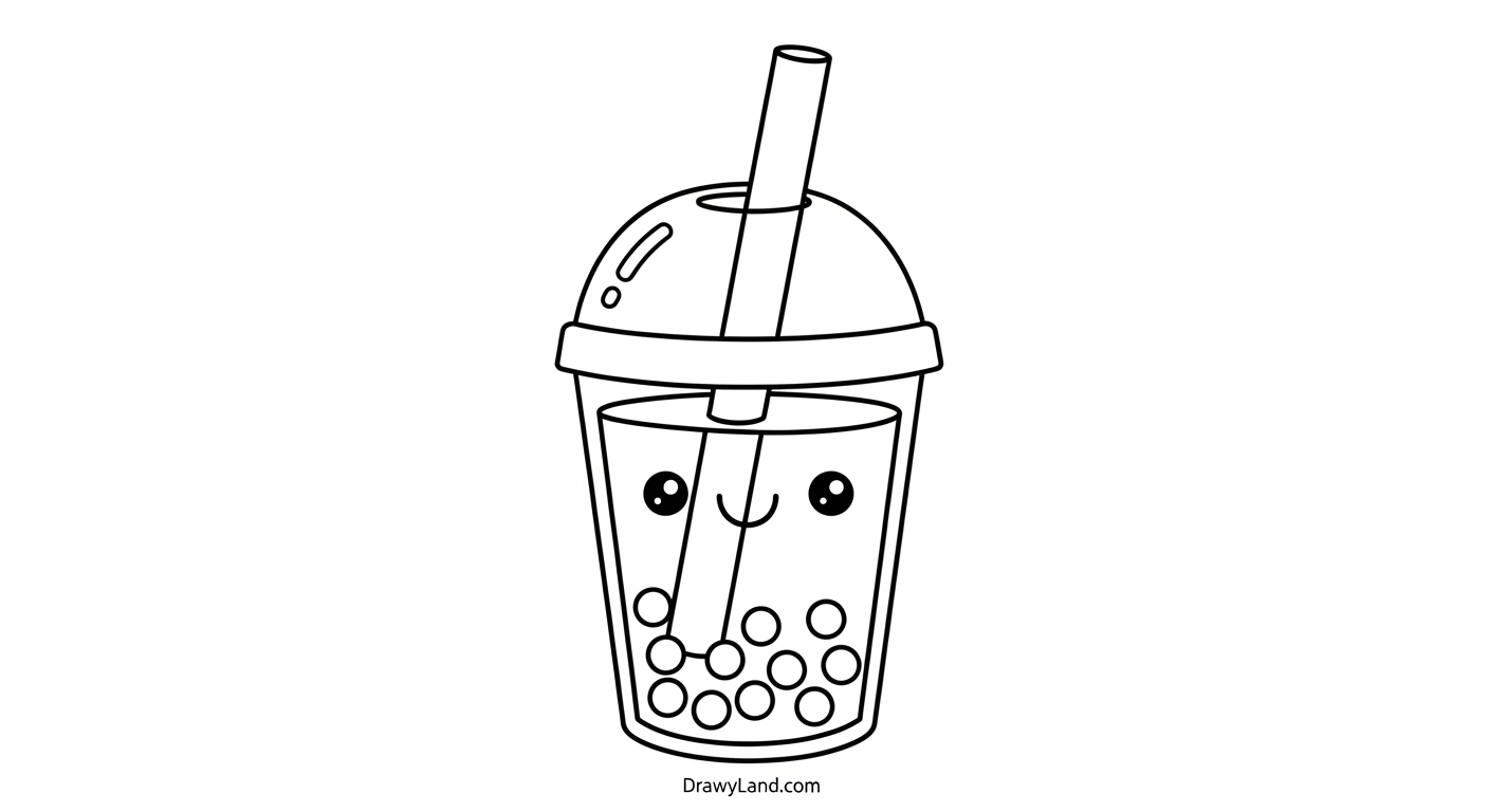 Free Printable Boba Coloring Pages for Kids cute boba coloring page with a happy face