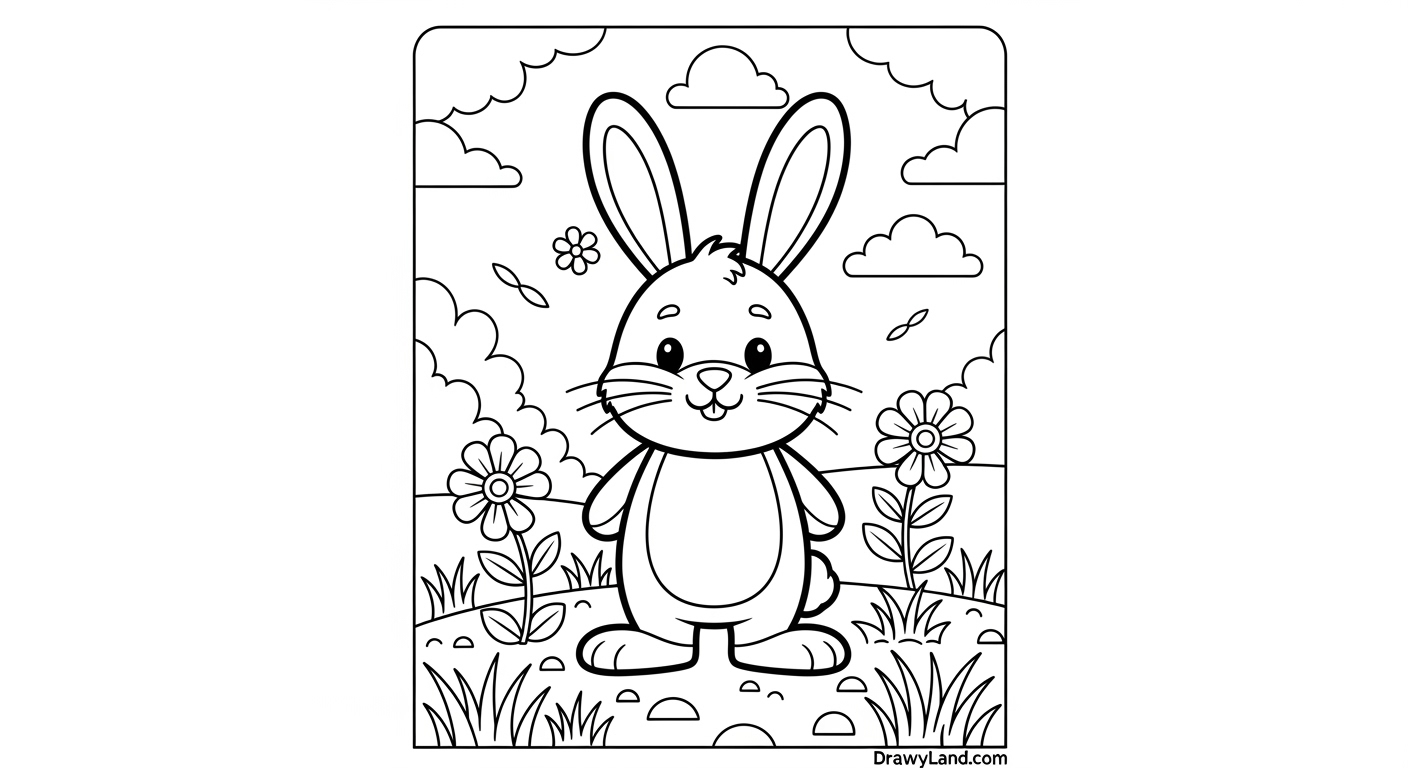 cute rabbit doodles to color for children