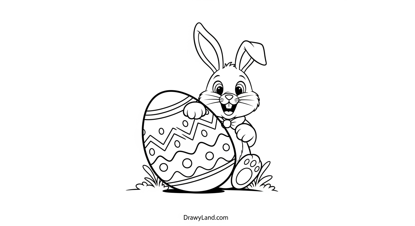 Cute Bunny Printables for Easter: Free Coloring Pages Printable Easter bunny with a basket of eggs
