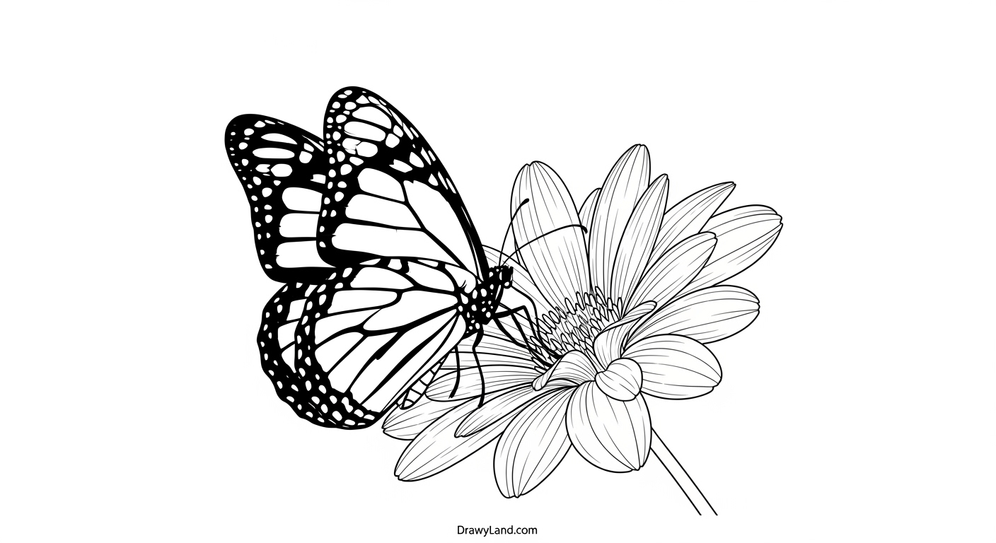 Free Printable Butterfly Flower Coloring Pages Printable monarch butterfly on a sunflower coloring sheet