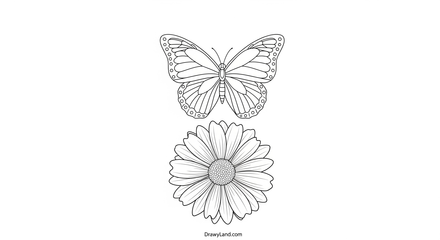 Free Printable Butterfly Flower Coloring Pages Easy-to-print butterfly flower coloring page for home or school