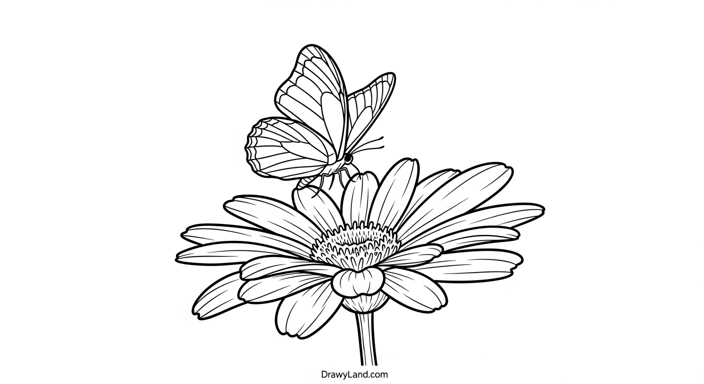 Free Printable Butterfly Flower Coloring Pages A beautiful butterfly and flower coloring page for children