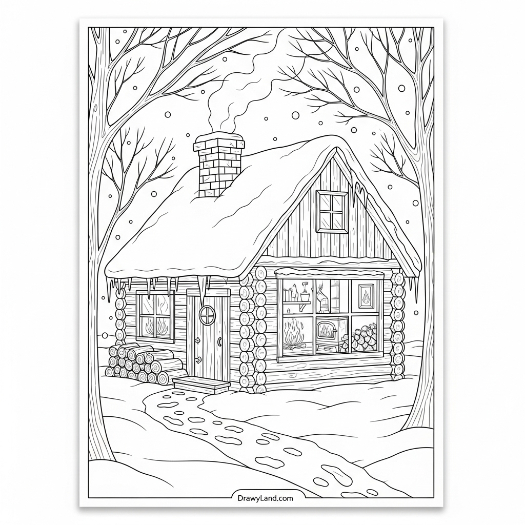 forest cabin coloring pages for nature lovers