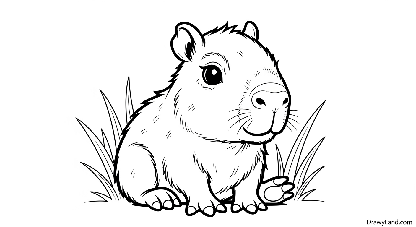 Free Printable Capybara Coloring Pages for Kids cute baby capybara coloring page for preschoolers