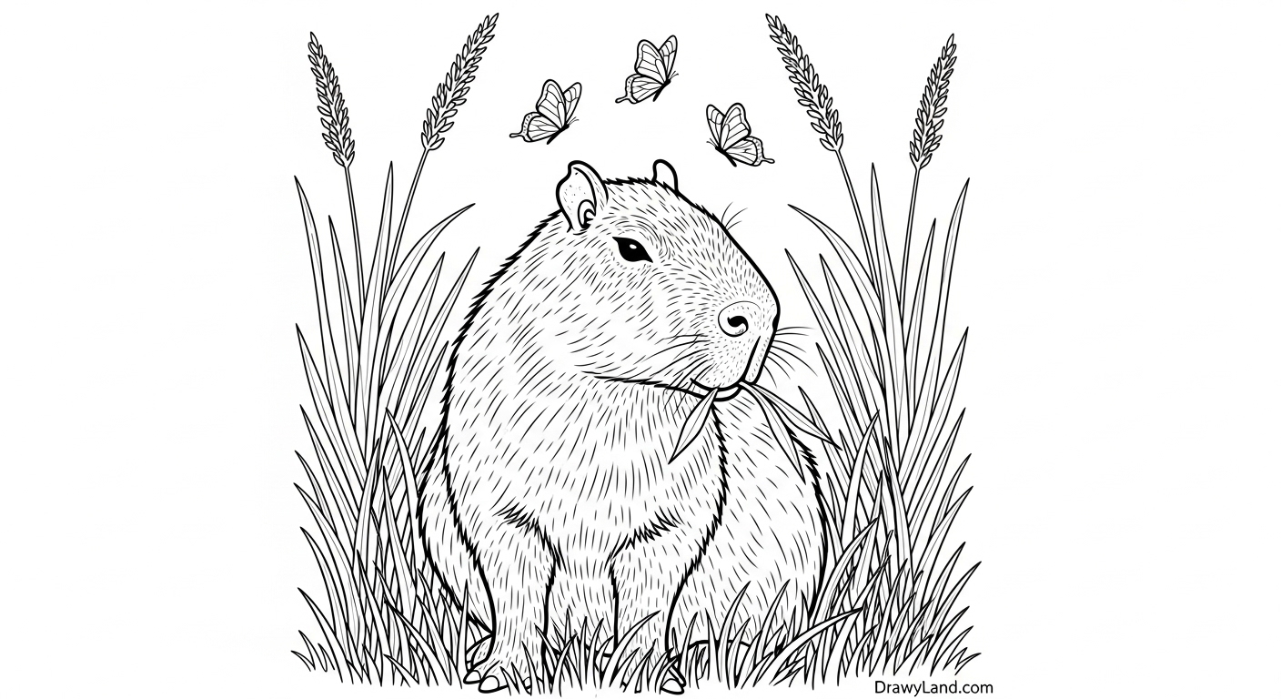 Free Printable Capybara Coloring Pages for Kids educational capybara drawing page with facts