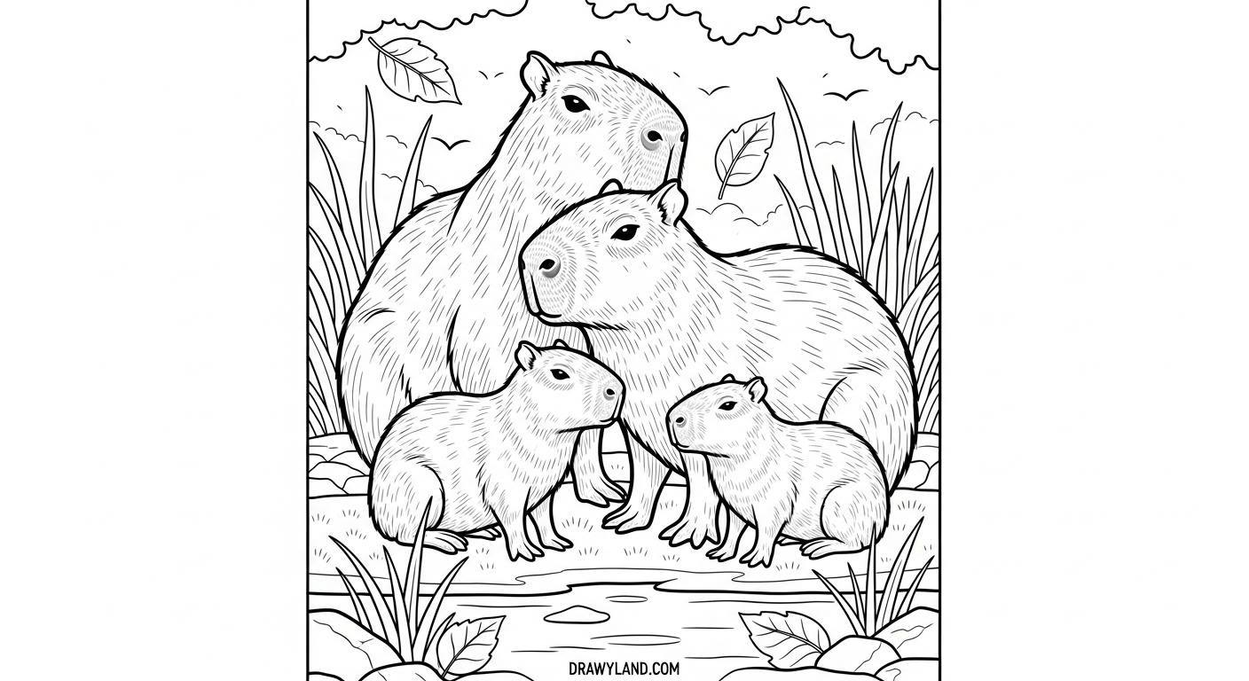 Free Printable Capybara Coloring Pages for Kids printable capybara illustration for a fun activity
