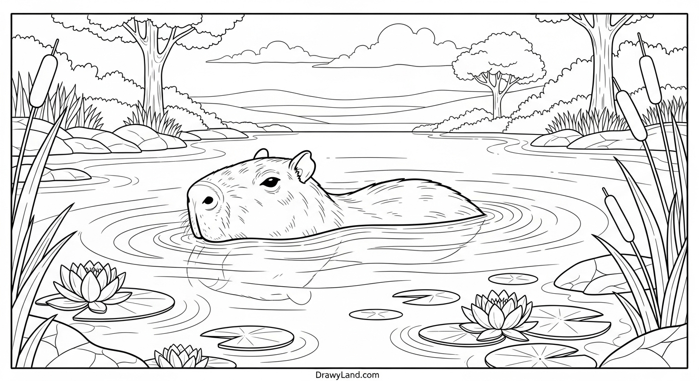 Free Printable Capybara Coloring Pages for Kids zoo animal capybara coloring template for children