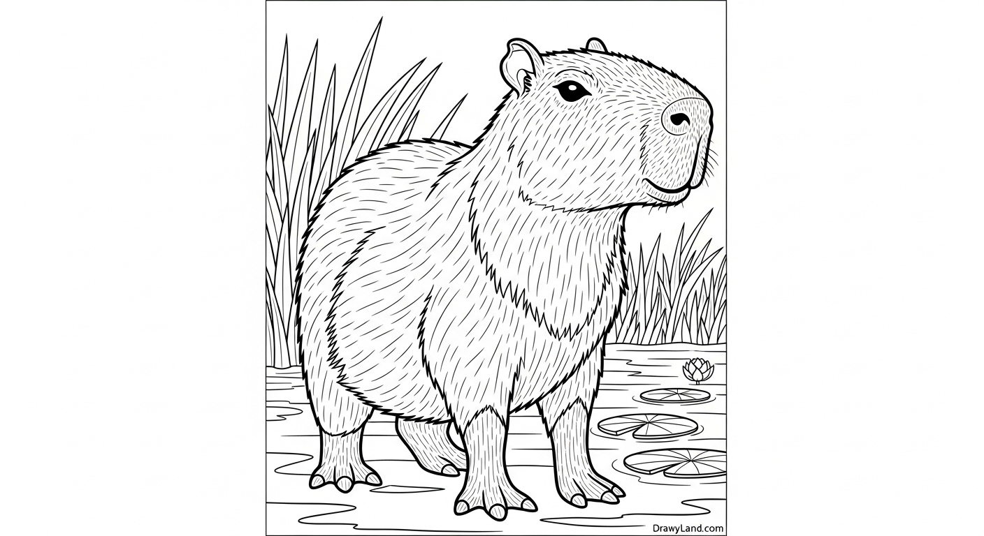 Free Printable Capybara Coloring Pages for Kids friendly capybara coloring page for kids