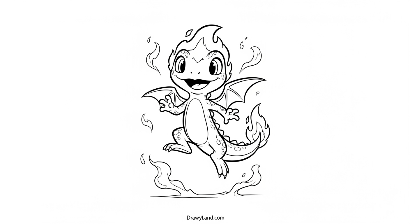 Free Printable Charmander Pokémon Coloring Pages action pose Charmander pokemon coloring pages free printable