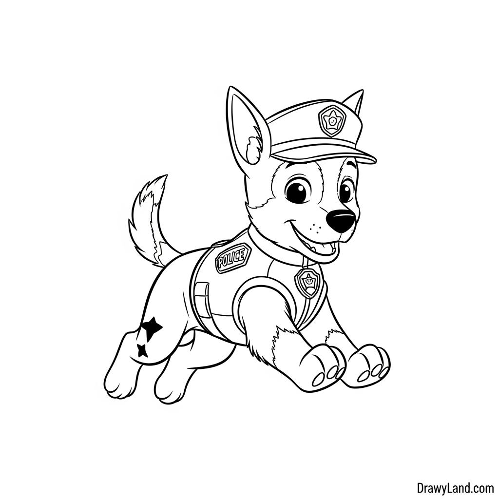 Free Printable PAW Patrol Chase Coloring Pages easy chase coloring pages for toddlers