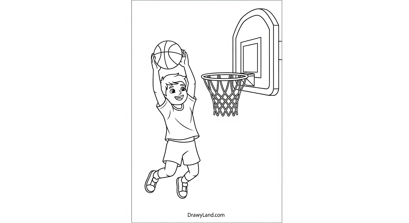 Free Printable Basketball Coloring Pages easy basketball coloring pages for preschoolers to enjoy