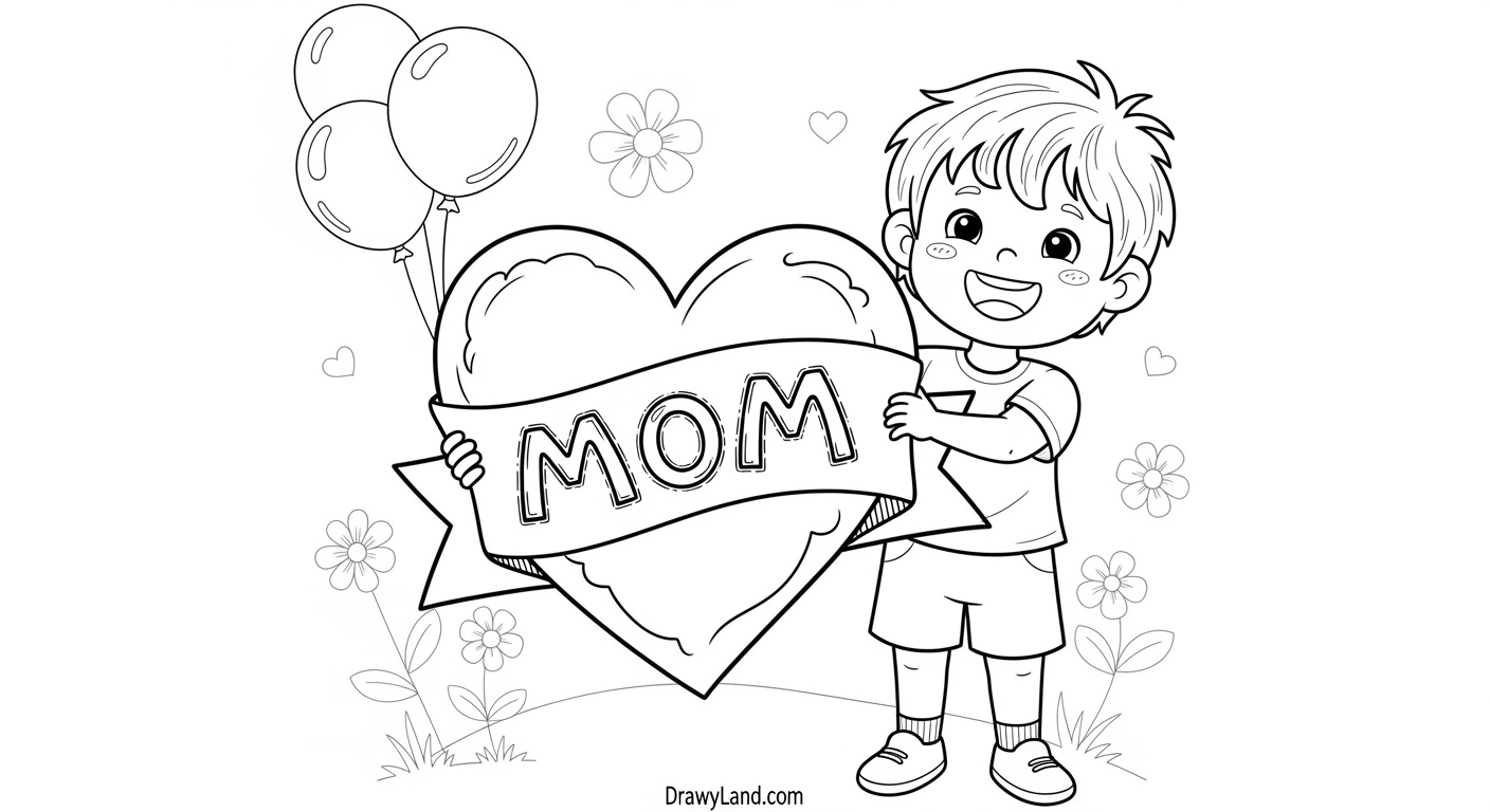 Free Printable Color Sheets for Mother's Day simple mothers day coloring pages for preschool