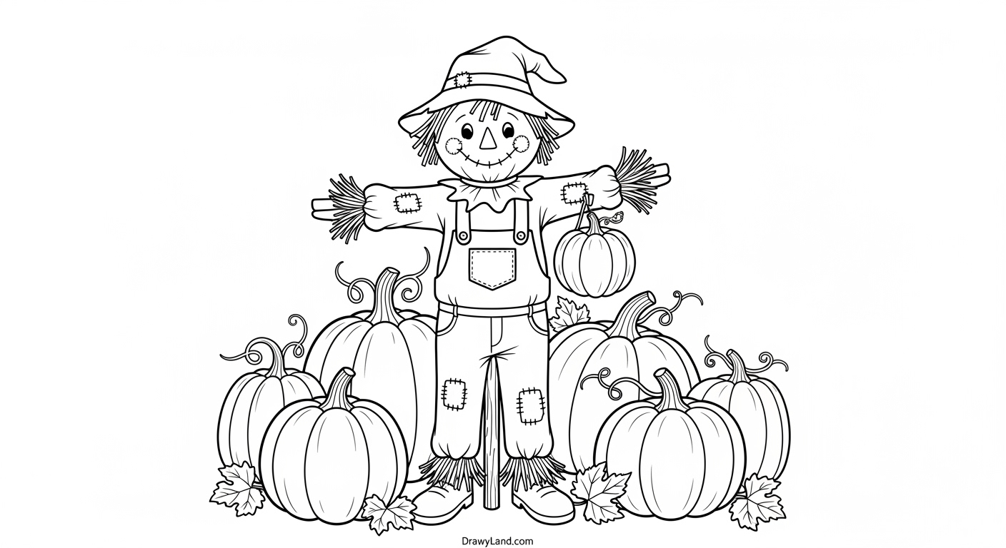 Free Printable Harvest Coloring Pages for Kids Bountiful harvest coloring page with pumpkins and corn