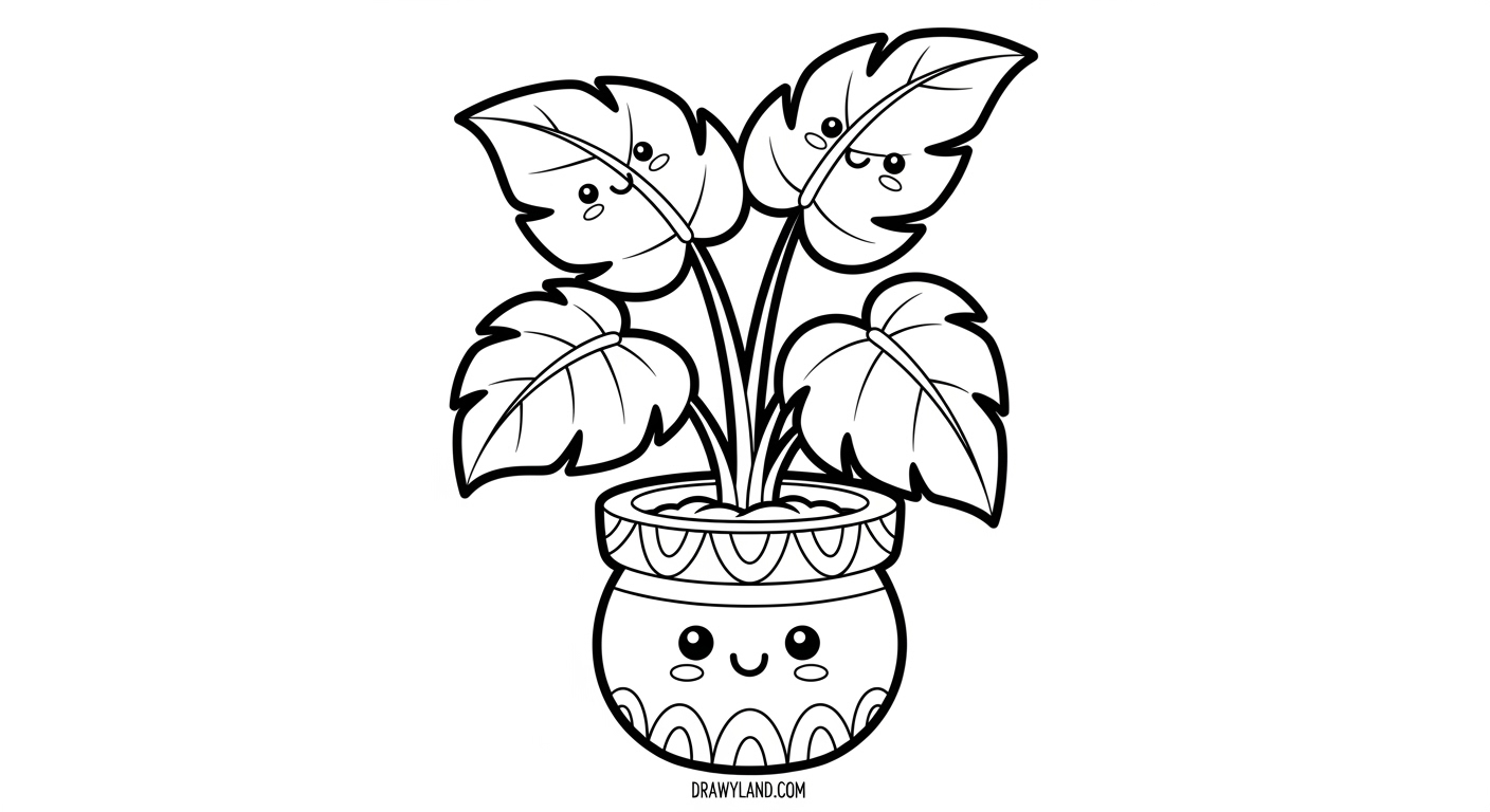 Free Printable Plant Coloring Pages for Kids A simple coloring page of a plant in a pot