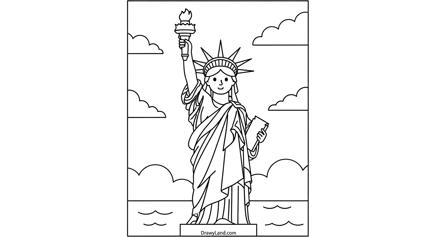 Free Printable America Coloring Pages for Kids Statue of Liberty coloring page PDF free download