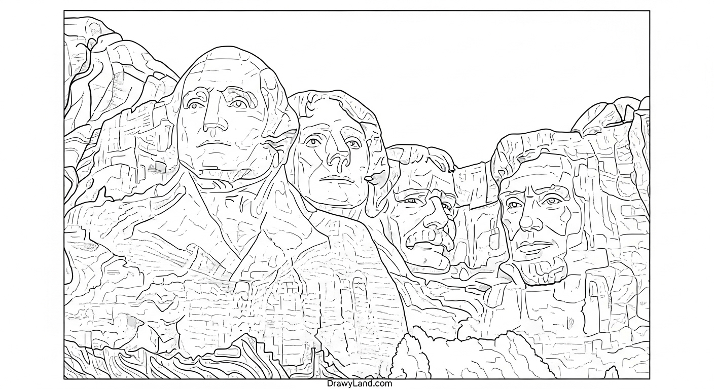 Free Printable America Coloring Pages for Kids Mount Rushmore coloring activity for kindergarten