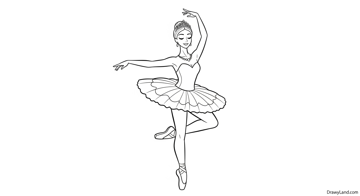 Free Printable Ballet Dancer Coloring Pages easy ballerina coloring page for preschoolers