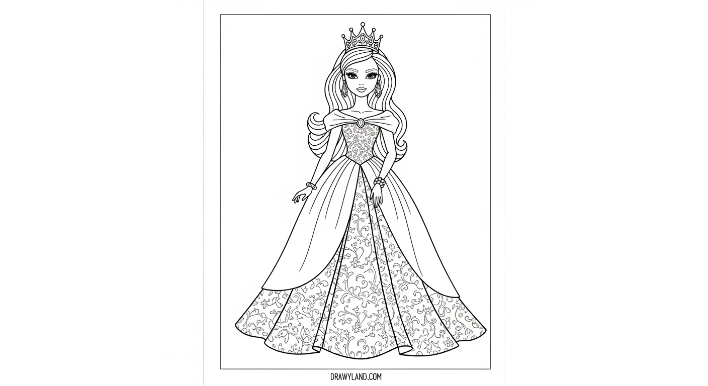 Free Printable Barbie Coloring Pages for Kids Barbie princess coloring page for kids