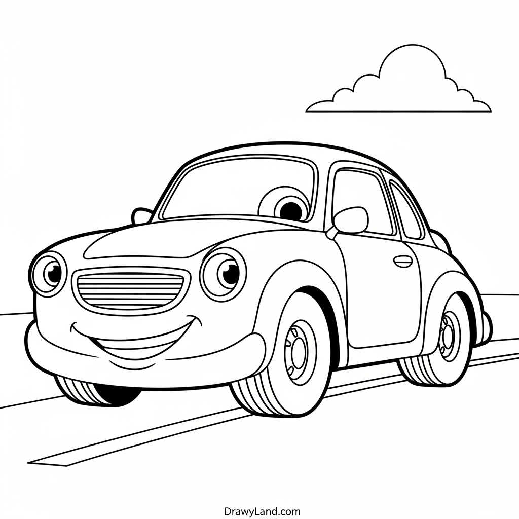 cute cartoon car drawing for cool coloring pages