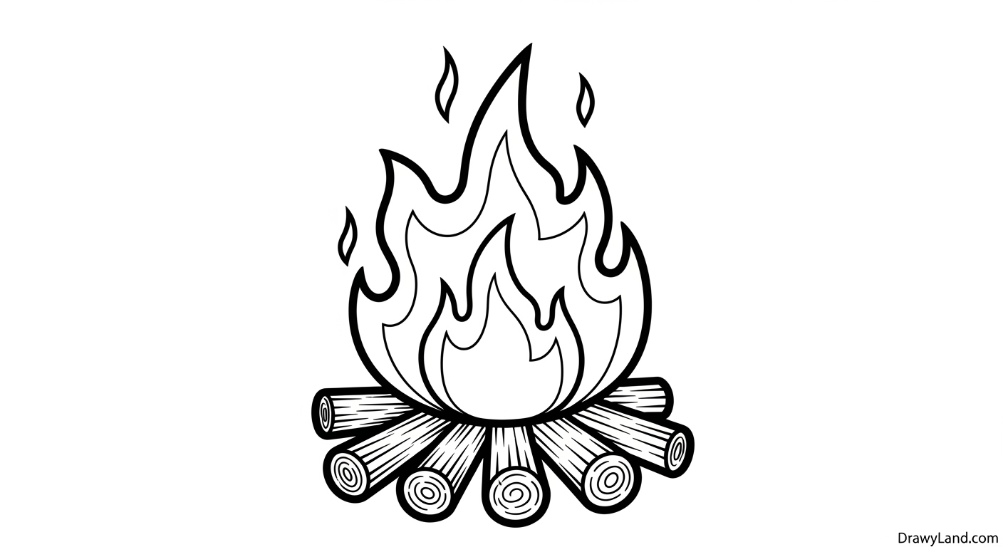 Free Printable Coloring Pages for Camping Adventures A detailed campfire and marshmallows coloring page for camping