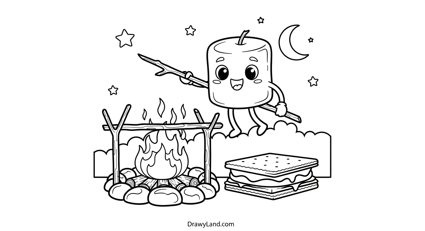 Free Printable Coloring Pages for Camping Adventures An easy tent and forest coloring page for camping adventures