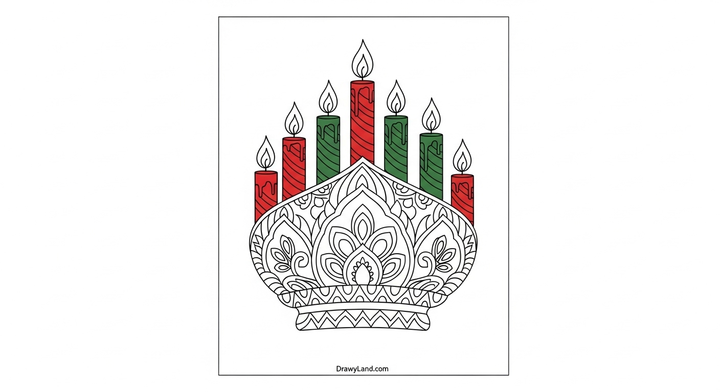 Free Printable Kwanzaa Coloring Pages for Kids Printable Kinara and Mishumaa Saba coloring pages for kwanzaa