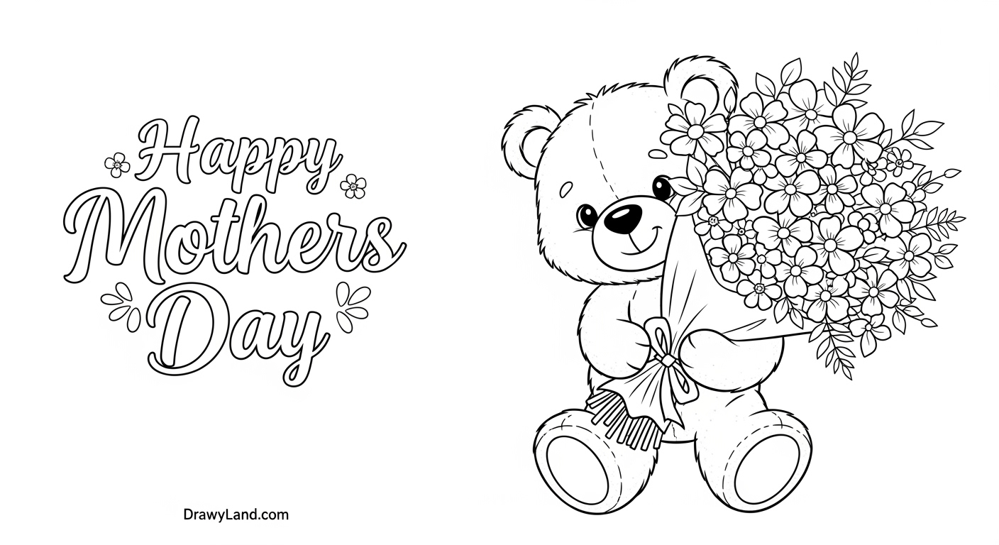 Free Printable Coloring Pages for Mother's Day happy mothers day coloring page with hearts