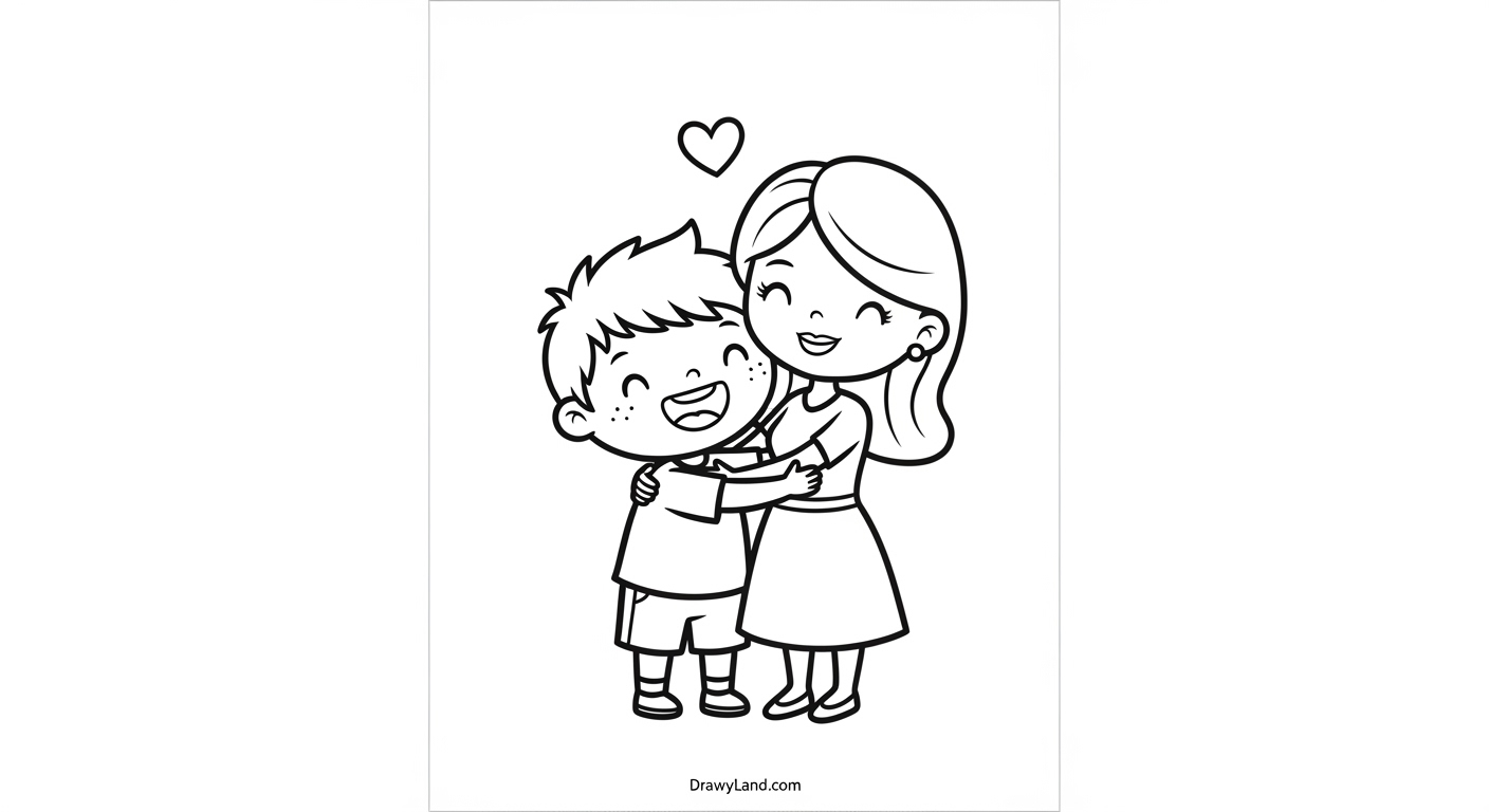 Free Printable Coloring Pages for Mother's Day mother's day pictures to color with simple hearts