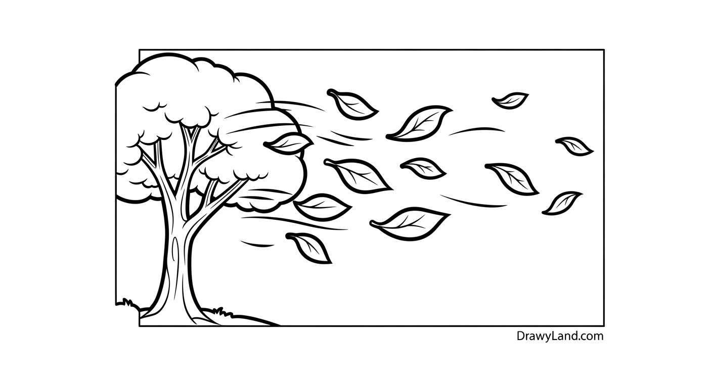 Free Printable Coloring Pages for Weather dynamic weather coloring page with a windy day scene