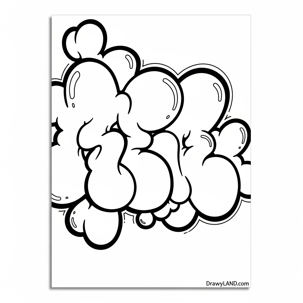 graffiti bubble style alphabet coloring sheet