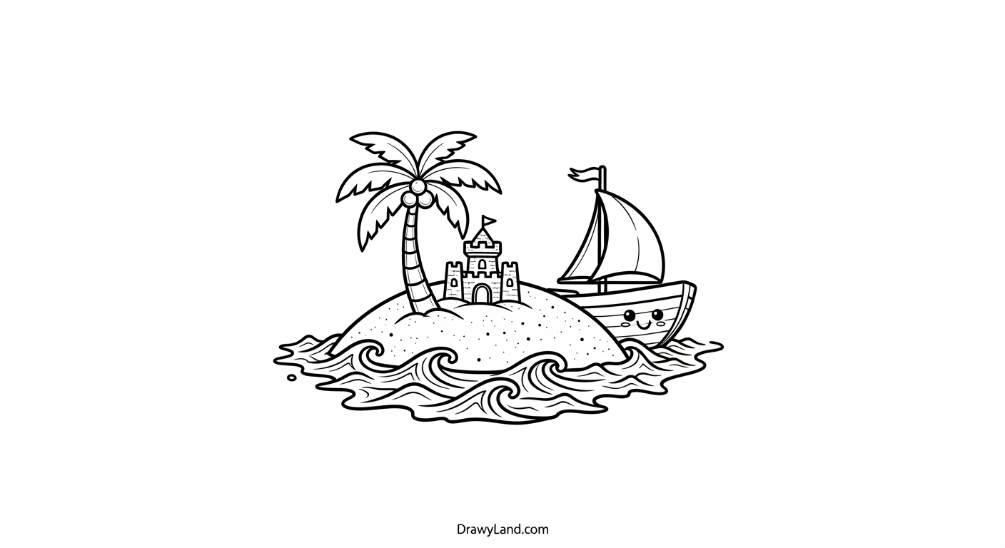 Free Printable Island Coloring Pages for Little Explorers design a tropical paradise island coloring sheet